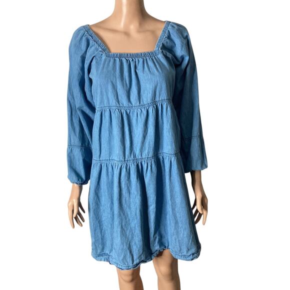 MPH Collection Dress Womens Small Tiered Denim Medium Wash - Picture 11 of 11